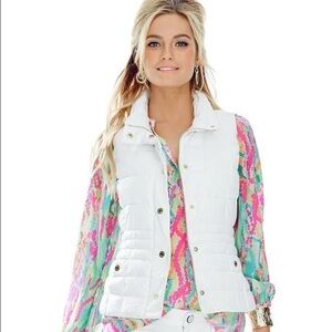 Lily Pulitzer White Vest with Gold Buttons Size Medium Excellent Condition